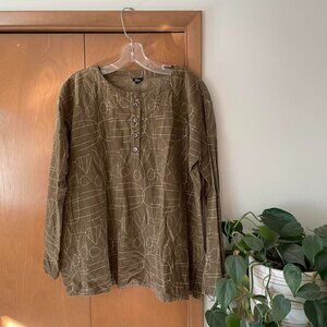 Shana brown corduroy henley shirt